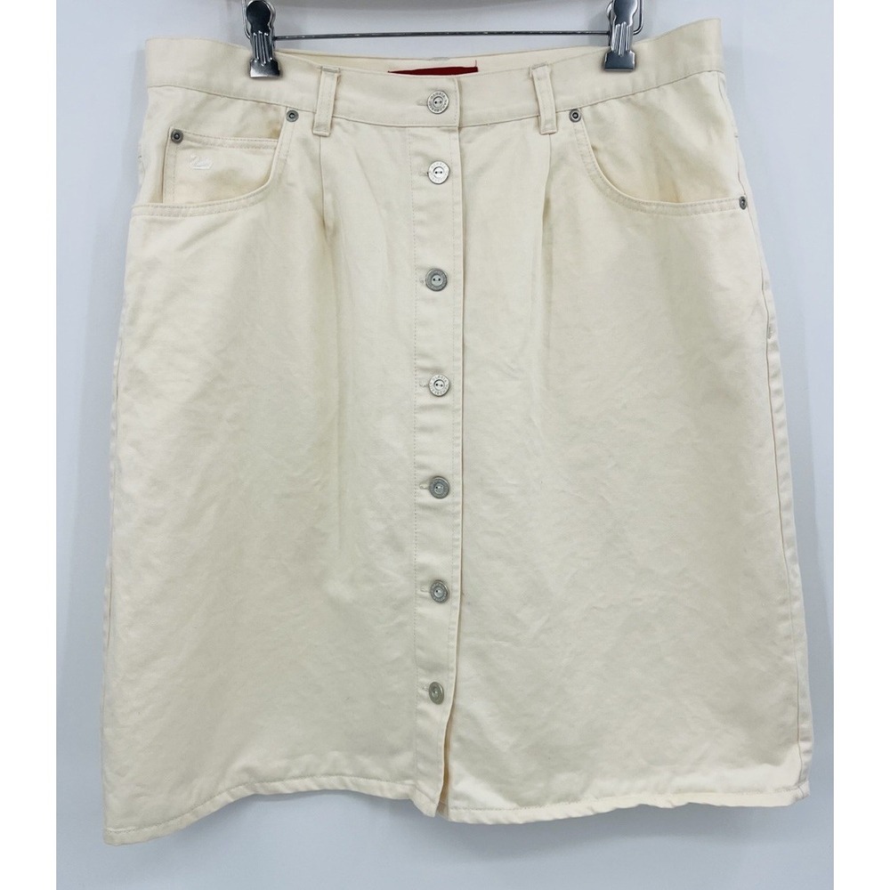 Vintage Gloria Vanderbilt Skirt Button Front Plus Size 16W A Line Stretch